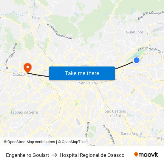 Engenheiro Goulart to Hospital Regional de Osasco map