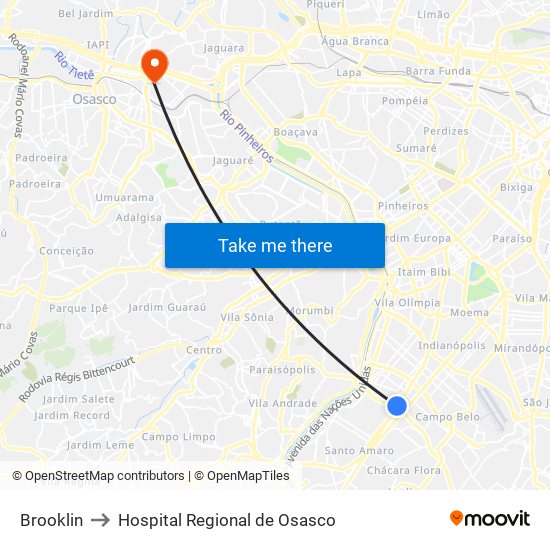 Brooklin to Hospital Regional de Osasco map