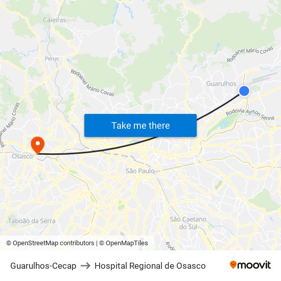 Guarulhos-Cecap to Hospital Regional de Osasco map