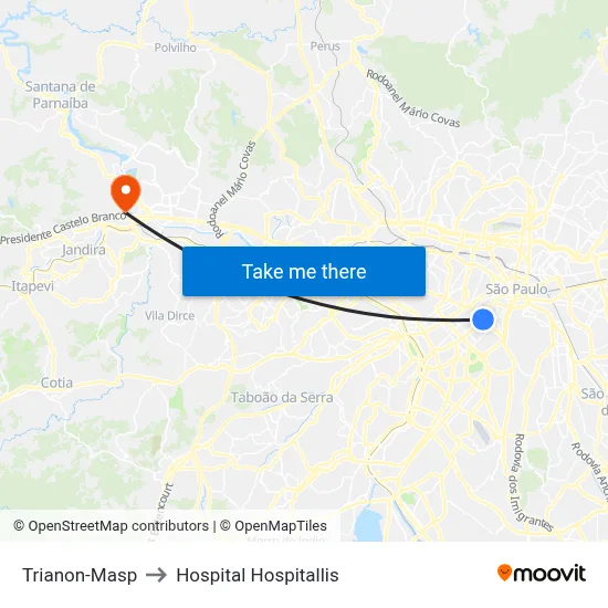 Trianon-Masp to Hospital Hospitallis map