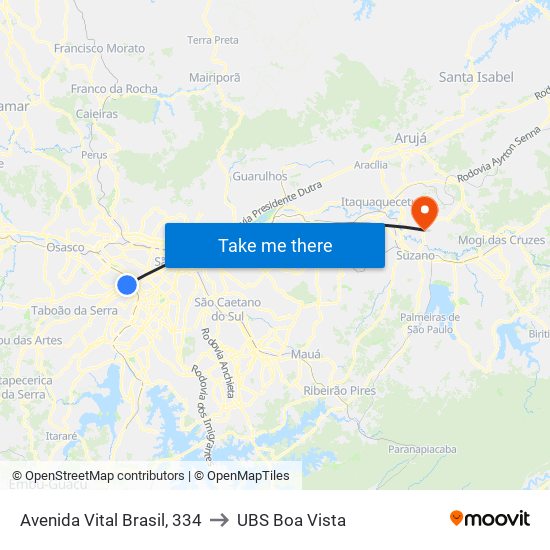 Avenida Vital Brasil, 334 to UBS Boa Vista map