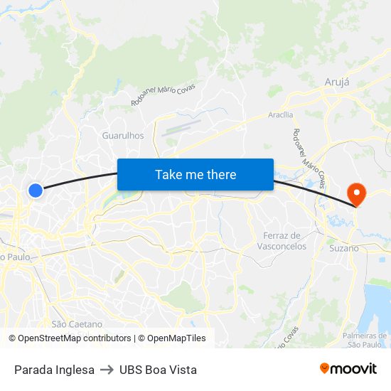 Parada Inglesa to UBS Boa Vista map