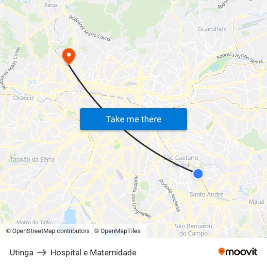 Utinga to Hospital e Maternidade map