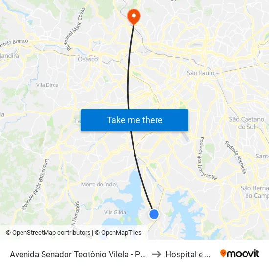 Avenida Senador Teotônio Vilela - Parada Rodrigues Vilares C/B to Hospital e Maternidade map
