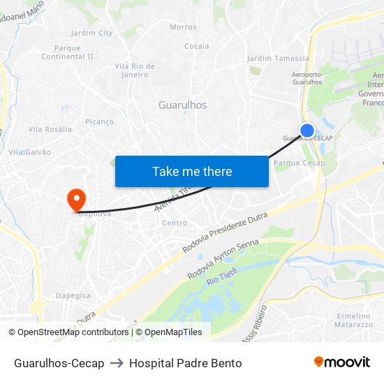 Guarulhos-Cecap to Hospital Padre Bento map