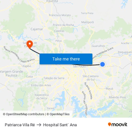 Patriarca-Vila Ré to Hospital Sant` Ana map