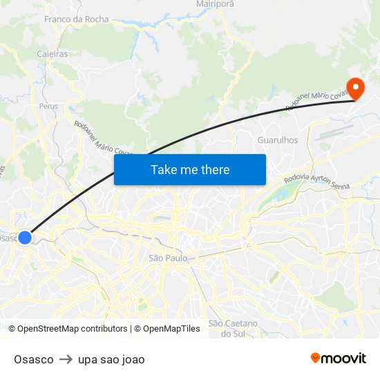 Osasco to upa sao joao map