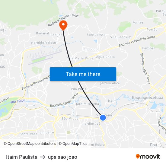 Itaim Paulista to upa sao joao map