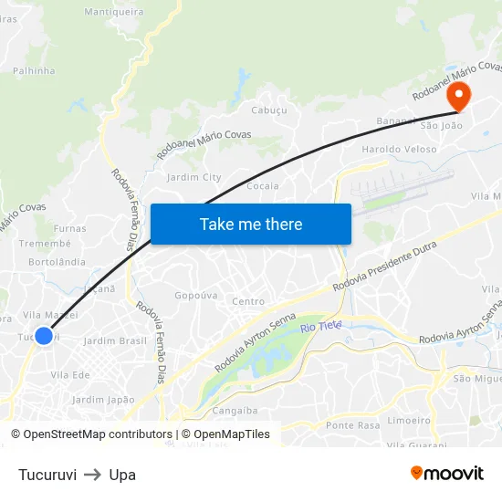 Tucuruvi to Upa map