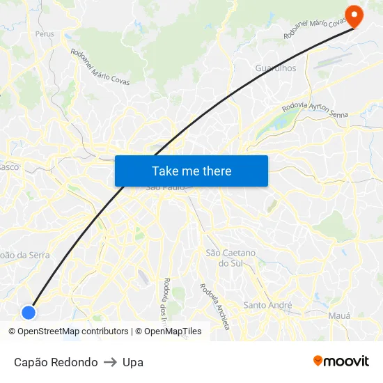 Capão Redondo to Upa map