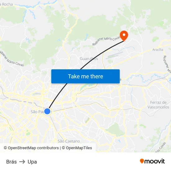 Brás to Upa map