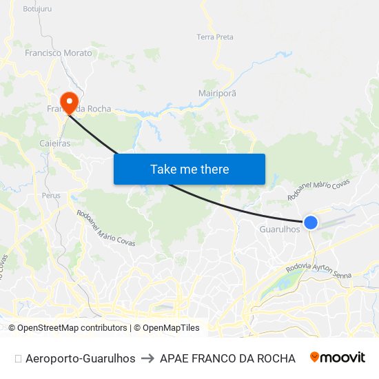 ✈️ Aeroporto-Guarulhos to APAE FRANCO DA ROCHA map