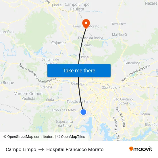 Campo Limpo to Hospital Francisco Morato map