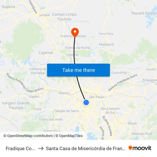 Fradique Coutinho to Santa Casa de Misericórdia de Francisco Morato map