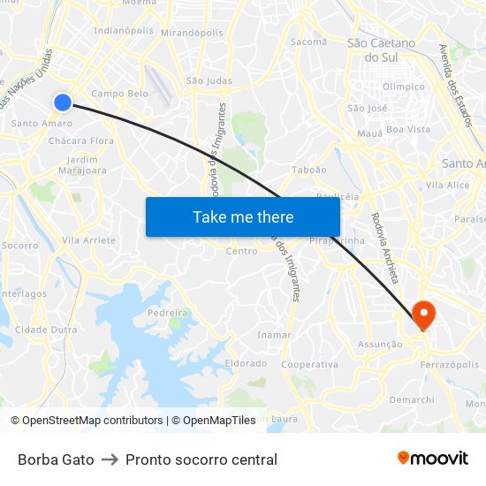 Borba Gato to Pronto socorro central map