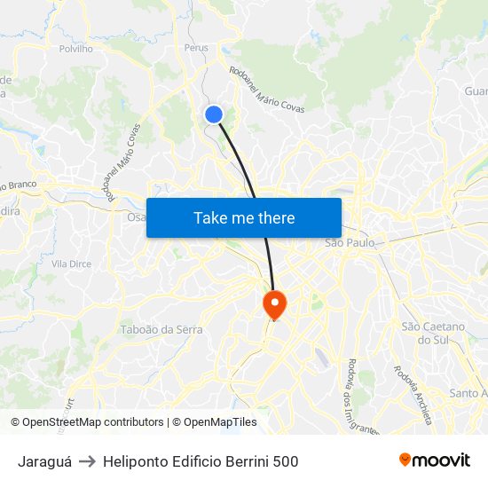 Jaraguá to Heliponto Edificio Berrini 500 map