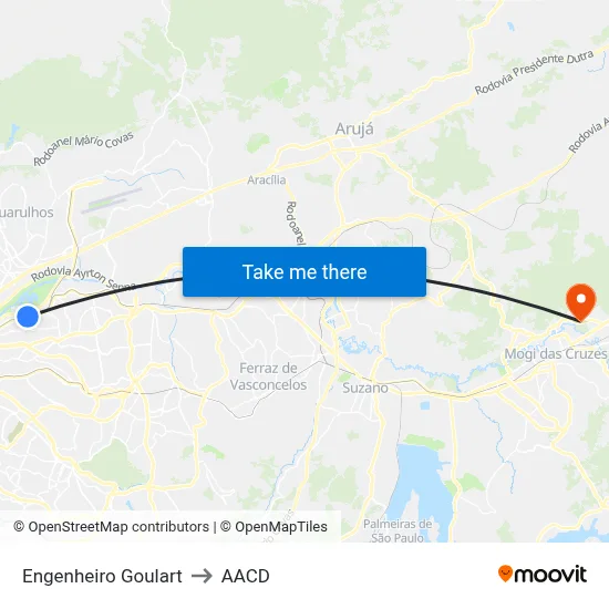 Engenheiro Goulart to AACD map