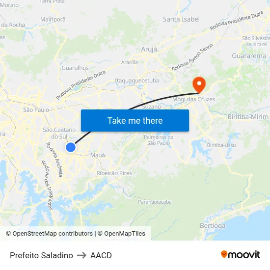 Prefeito Saladino to AACD map