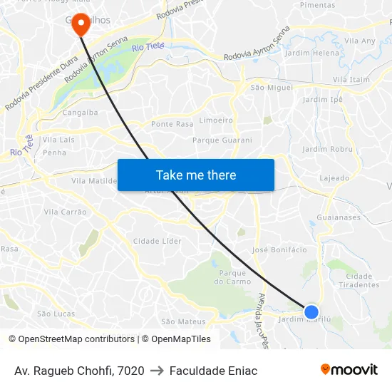 Av. Ragueb Chohfi, 7020 to Faculdade Eniac map