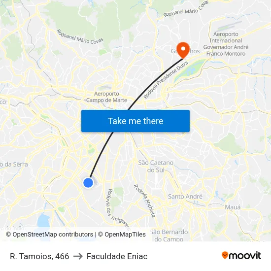 R. Tamoios, 466 to Faculdade Eniac map