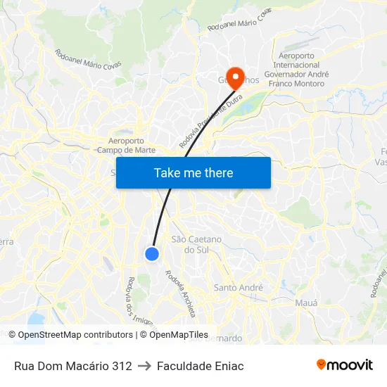 Rua Dom Macário 312 to Faculdade Eniac map