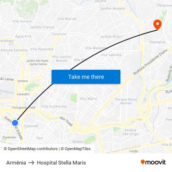 Armênia to Hospital Stella Maris map