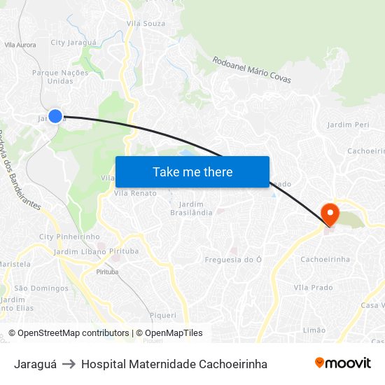 Jaraguá to Hospital Maternidade Cachoeirinha map