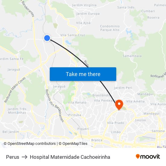 Perus to Hospital Maternidade Cachoeirinha map