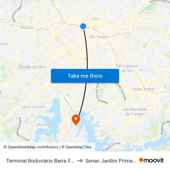 Terminal Rodoviário Barra Funda to Senac Jardim Primavera map