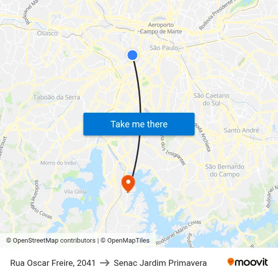 Rua Oscar Freire, 2041 to Senac Jardim Primavera map