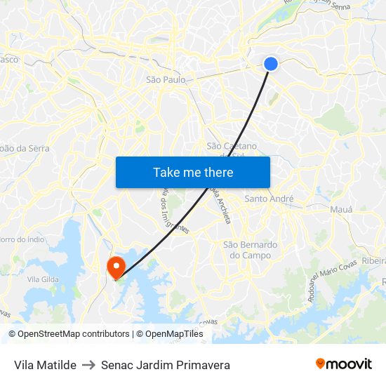 Vila Matilde to Senac Jardim Primavera map