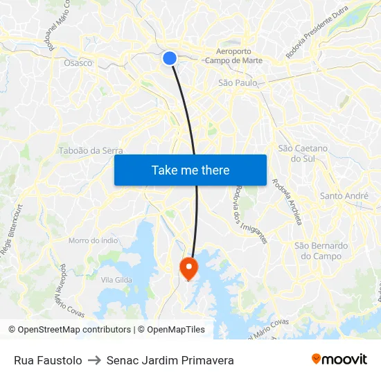 Rua Faustolo to Senac Jardim Primavera map