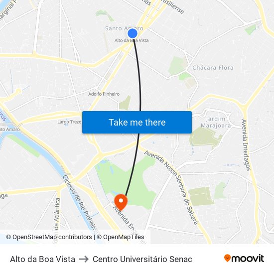 Alto da Boa Vista to Centro Universitário Senac map