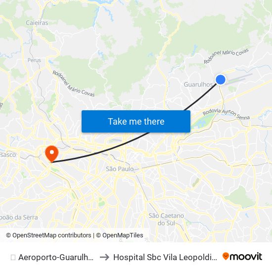 ✈️ Aeroporto-Guarulhos to Hospital Sbc Vila Leopoldina map