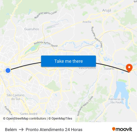 Belém to Pronto Atendimento 24 Horas map