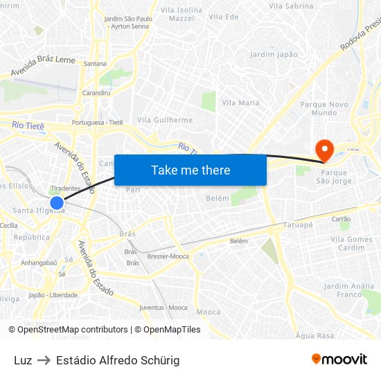 Luz to Estádio Alfredo Schürig map