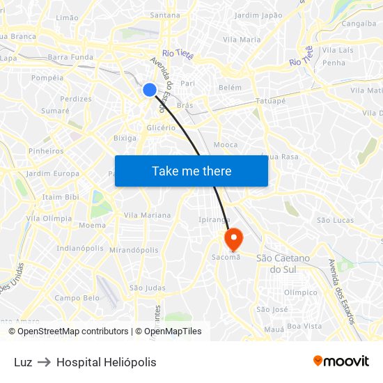 Luz to Hospital Heliópolis map