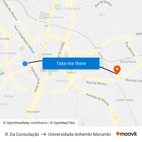 R. Da Consolação to Universidade Anhembi Morumbi map