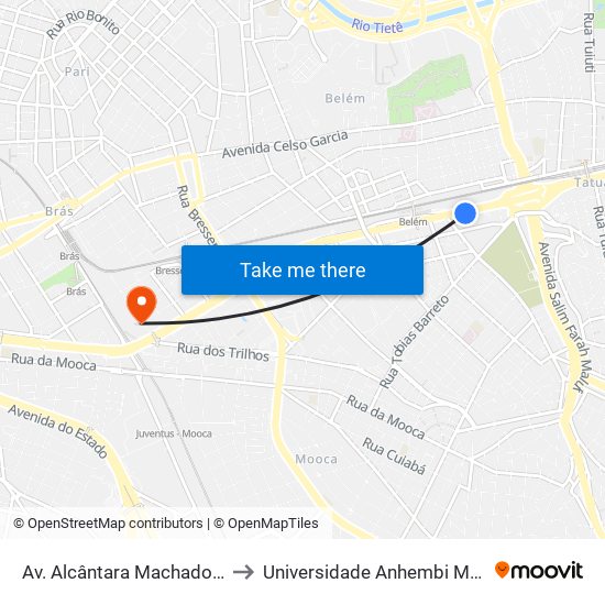 Av. Alcântara Machado, 4188 to Universidade Anhembi Morumbi map