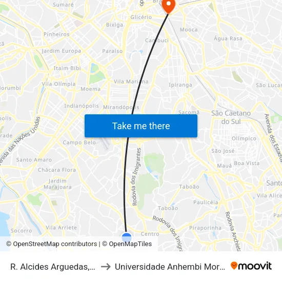 R. Alcides Arguedas, 124 to Universidade Anhembi Morumbi map
