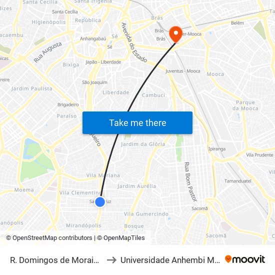 R. Domingos de Morais, 2800 to Universidade Anhembi Morumbi map