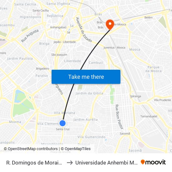 R. Domingos de Morais, 2444 to Universidade Anhembi Morumbi map