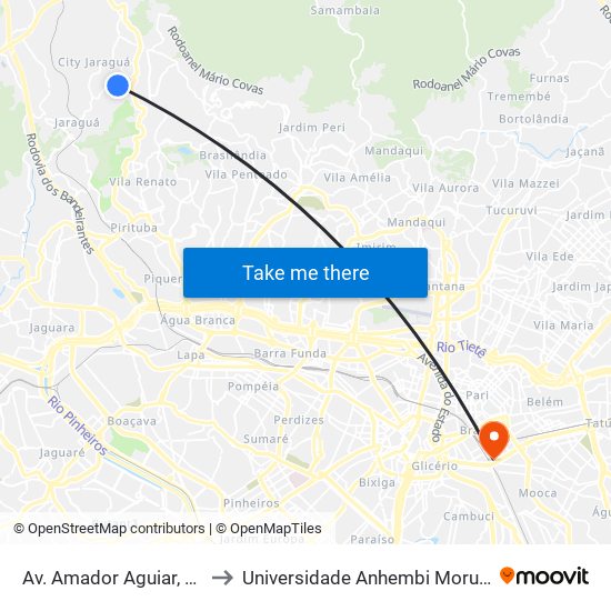 Av. Amador Aguiar, 180 to Universidade Anhembi Morumbi map