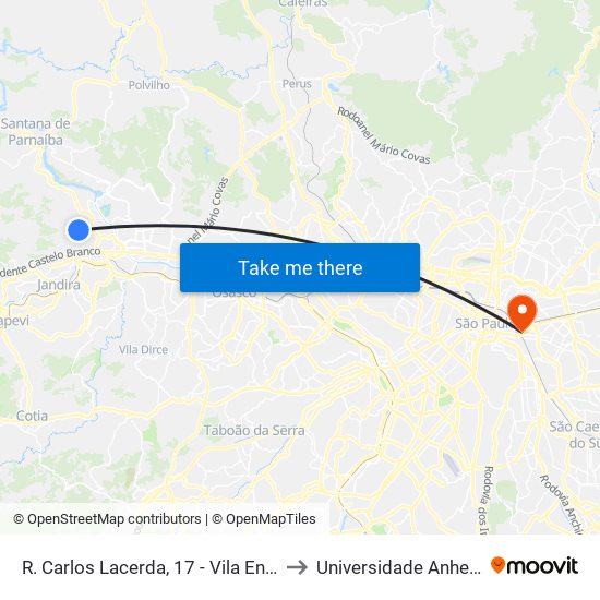 R. Carlos Lacerda, 17 - Vila Engenho Novo, Barueri to Universidade Anhembi Morumbi map