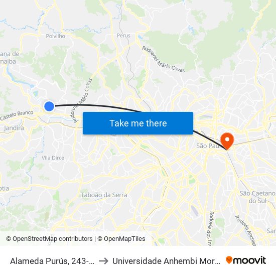 Alameda Purús, 243-247 to Universidade Anhembi Morumbi map