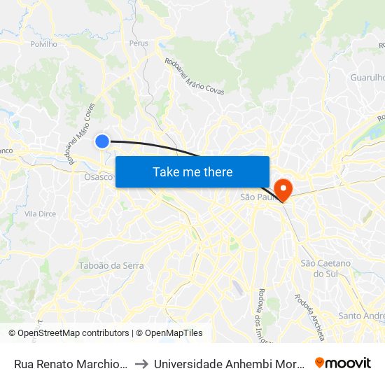 Rua Renato Marchionno to Universidade Anhembi Morumbi map
