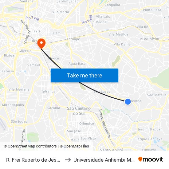 R. Frei Ruperto de Jesus, 215 to Universidade Anhembi Morumbi map