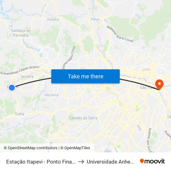 Estação Itapevi - Ponto Final Amador Bueno to Universidade Anhembi Morumbi map