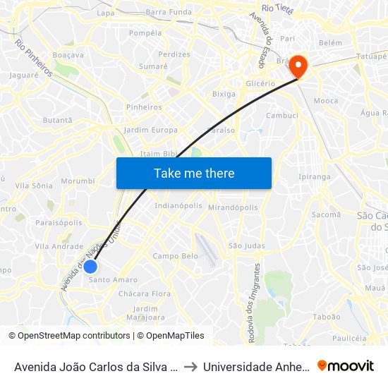 Avenida João Carlos da Silva Borges 1176, 1180 to Universidade Anhembi Morumbi map