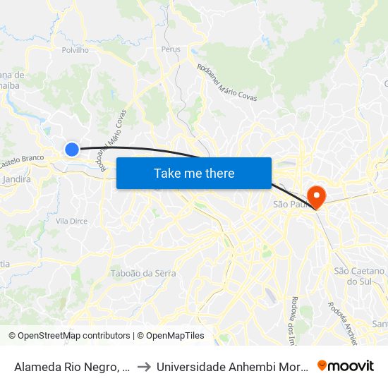 Alameda Rio Negro, 853 to Universidade Anhembi Morumbi map